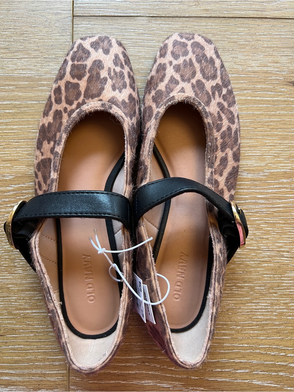 Old Navy Leopard-Print Mary Jane Flats with Black Strap